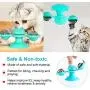 Cat Toys, Interactive Windmill Cat Toy Turntable Teasing Chew Toy Catnip Kitty Toys for Indoor Cats, Funny Kitten Toys Cat Scratching Massage Tickle Hair Brush Toothbrush w/ Suction Cup & Led Ball