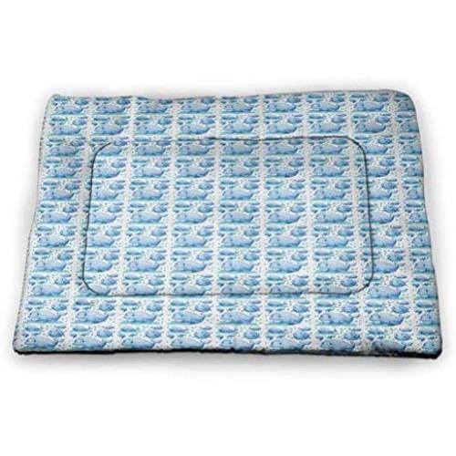 DayDayFun Whale Patterned Pet Pad Colorful Dotted Pattern with Sketch Style Mammal Silhouettes Subaquatic Wildlife Personalized Pet Placemat Multicolor