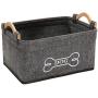 Brabtod Felt pet Toy Box and Dog Toy Box Storage Basket with Wood Handle, Perfect for organizing pet Toys, Blankets, leashes and Food