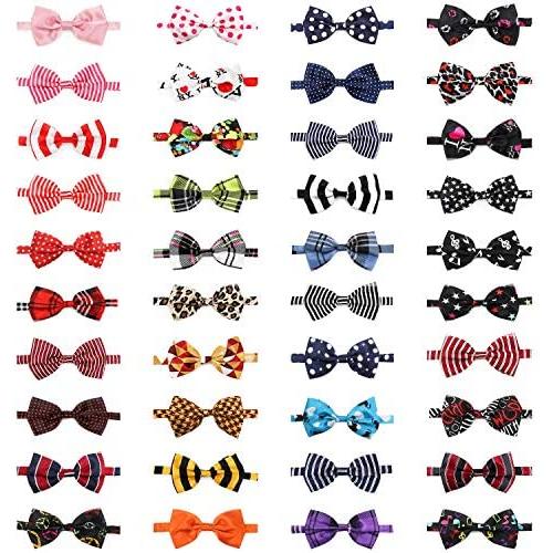 Dog Bow Ties, 40 PCS Segarty Pet Neck Bows, Bulk Pet Bowties with Adjustable Collar, Grooming Bowknot for Christmas Birthday Holiday Valentine Party Dog Photography Accessories Gift for Puppy Dogs Cat