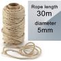 Amersumer 5mm 98 Ft Cat Natural Jute Rope for Cat Scratching Post Tree Refill Replacement, DIY Scratcher Repairing Hemp Rope, Rope for Cat Tree and Tower