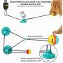 JDW Dog Toy 2 Suction Cups of Tug of War for Aggressive Chewer with 2 Squeaky Bouncing and Food Dispensing Balls (Blue and Yellow)
