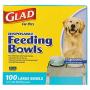 Glad for Pets Disposable Feeding Bowls | Large Disposable Dog Bowls | Made from Recyclable Material in Teal Pattern | 3.5 Cup Feeding Size, 100 Count