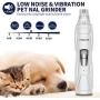 Petural Dog Nail Grinder, Upgrade 2-Speed Pet Nail Trimmer Painless Paws Grooming,Electric Rechargeable Nail Grinder Trimming Tool Smoothing for Small Medium Large Dogs & Cats (White)