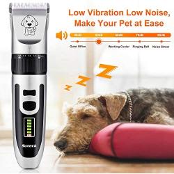 Suteck Dog Clippers Low Noise Pet Hair Clippers Upgrade LED Display Professional Rechargeable Cordless Electric Pet Trimmer Pet Grooming Tools with Comb Guides Scissors Nail Kits for Dogs Cats