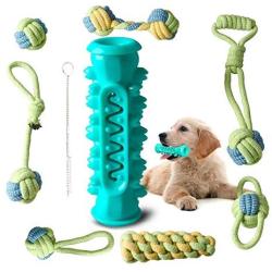 Dog Chew Rope Toys, Dog Toothbrush Toy with Cleaning Brush Durable Cotton Rope Toys for Aggressive Chewers Small Medium Dogs Pets