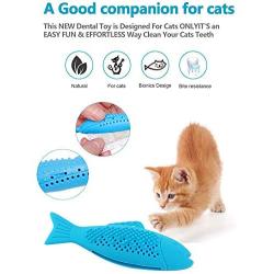 meocute Simulation Silicone Fish Shape Cat Toothbrush Toys,Durable Non Toxic Cat Toothbrush Cat Teeth Cleaning Toy Pet Cat Chew Toy with Catnip