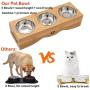 Raised Pet Bowls Elevated Pet Feeder Bowl Dog Cat Feeder Bowls Bamboo Cat Bowl Stand Holder with Stand and 3 Stainless Bowls for Small Dog Cat