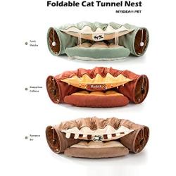 MYIDEA Collapsible Cat Tunnel Tubes Toys - Fun Run Crinkle Play Tunnels for Pets Kittens Rabbits