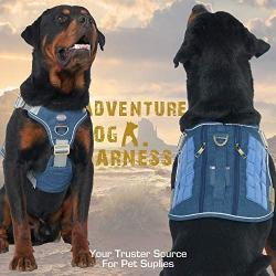 Auroth Tactical Dog Harness for Large Medium Small Dogs, Hidden Backpack,Nesting Buckles Reflective Adjustable Military Dog Harness Soft Service Dog Vest