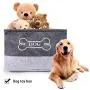 DOZCA Felt Dog Toy Box, Dog Basket with Bone Shaped Metal Handle, Dog Food Storage Bin for Organizing Toys, Leashes, Bandanas and Blankets DOZCA Felt Dog Toy Box, Dog Basket with Bone Shaped Metal Handle, Dog Food Storage Bin for Organizing Toys, Leashes, Bandanas and Blankets