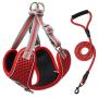 RIDVANVAN Dog Harness and Leash Set No-Pull Pet Harness Adjustable Soft Vest Reflective No-Choke Easy Breathable Mesh for Medium Dogs 2 Leash Clip Red 2X-Large