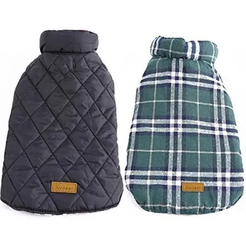 Kuoser Cozy Waterproof Windproof Reversible British Style Plaid Dog Vest Winter Coat Warm Dog Apparel for Cold Weather Dog Jacket for Small Medium Large Dogs with Furry Collar (XS - 3XL) Kuoser Cozy Waterproof Windproof Reversible British Style Plaid Dog Vest Winter Coat Warm Dog Apparel for Cold Weather Dog Jacket for Small Medium Large Dogs with Furry Collar (XS - 3XL)