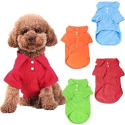 KINGMAS 4 Pack Dog Shirts Pet Puppy T-Shirt Clothes Outfit Apparel Coats Tops