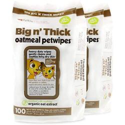 Petkin Pet Wipes – Big n Thick Extra Large Oatmeal Pet Wipes – Cleans Face, Ears, Body and Eye Area – Super Convenient, Ideal for Home or Travel- Wipes for