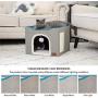 Bedsure Cat Cube, Foldable Cat Cubes for Indoor Cats, Cat House Indoor - Large Cat Bed with Fluffy Ball Hanging and Scratch Pad, 16.5x16.5x14 inches, Grey