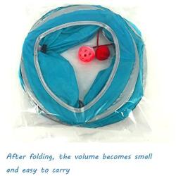 NACOCO Cat Tunnel Collapsible Pet Toy Tubes with a boll for Small Medium & Large Cats Dogs and Other Small House Animals (Blue)
