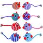 Pudwy Lovely Stripe Nylon Rope Round Ball Mouse Long Tail Bell Pet Cat Bite Play Toy Cat Supplies