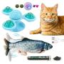 senyouth 3 PCS Chewing Cat Toy Sets, Rotatable & Luminous, Chewable and Massage, Fun Interactive Kitten Toys Including Realistic Swing Fish, Windmill Turntable with Bell, Organic Catnip