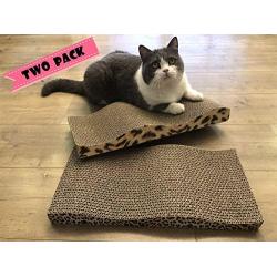 T.F GHG Cat Scratcher Cardboard Wave Scratch Pad with Catnip,Unique Two Different Scratch Side,Corrugate Durable Scratching Pad,Reversible,Two Pcs Set,Cat Scratching Toy Lounge Sofa Bed for Cats