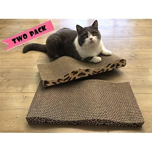 T.F GHG Cat Scratcher Cardboard Wave Scratch Pad with Catnip,Unique Two Different Scratch Side,Corrugate Durable Scratching Pad,Reversible,Two Pcs Set,Cat Scratching Toy Lounge Sofa Bed for Cats T.F GHG Cat Scratcher Cardboard Wave Scratch Pad with Catnip,Unique Two Different Scratch Side,Corrugate Durable Scratching Pad,Reversible,Two Pcs Set,Cat Scratching Toy Lounge Sofa Bed for Cats