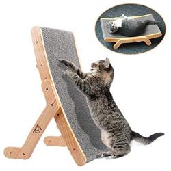 LeYoMiao Cat Scratch Board Wooden Cats Scratching Board Cat Bedding Scratch Pad with Three Changeable Shapes, Wear and Scratch Resistance