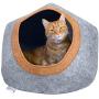 Kitty City Large Faux Leather Trimmed Felt Cat Cave, Felt Bed, Felt Lounge