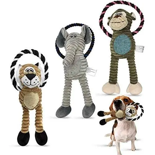 Newthinking 3 Pack Squeaky Dog Toys Set, Interactive Dog Chew Toys with Cotton Rope, Stuffed and Plush Chew Toys for Puppy Small Medium Dogs Aggressive Chewers Newthinking 3 Pack Squeaky Dog Toys Set, Interactive Dog Chew Toys with Cotton Rope, Stuffed and Plush Chew Toys for Puppy Small Medium Dogs Aggressive Chewers