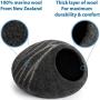 MEOWFIA Premium Felt Cat Bed Cave (Medium) - Handmade 100% Merino Wool Bed for Cats and Kittens