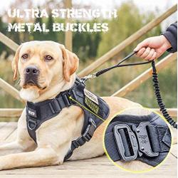 BLEP Tactical Dog Harness with Leash – Military Grade Nylon Dog Harness for Large Dogs – Tactical Vest with Comfortable Extended Pads – Metal Leash Attachment Points – Hook and Loop Panel