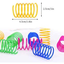 ISMARTEN Pet Wide Colorful Springs Cat Toys Plastic Coil Spiral Springs for Cat Kitten Pets 60 Pack (Random Color)