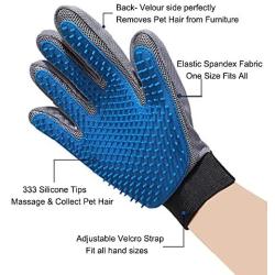 KAXYEW Pet Grooming Gloves - Dog Deshedding Glove - Efficient Cat Glove Brush- Pet Hair Remover Mitt Glove with Enhanced Five Finger Design for Dog & Cat
