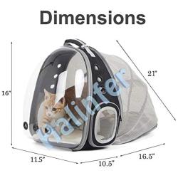 halinfer Back Expandable Cat Backpack, Space Capsule Transparent Pet Carrier for Small Dog, Pet Carrying Hiking Traveling Backpack