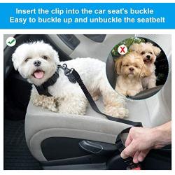 Weewooday 4 Pieces Dog Seat Belt Harness Pet Car Seat Belts Dog Vehicle Seat Belt Dog Safety Leads with Elastic Bungee Buffer, Adjustable Pet Seat Belt for Cats and Dogs for Most Cars