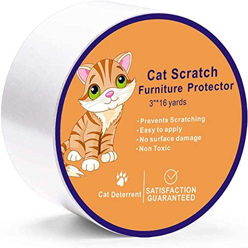 NM Cat Scratch Furniture Protector Deterrent Tape -Anti Cat Scratch Tape-Clear Double Sided Cat Training Tape，3 inches x 16 Yards Furniture Protector for Couch, Doors. Residue Free