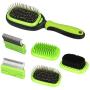 Dematting Comb, Welltop 5 in 1 Pet Grooming Brush, Dog Grooming Brush and Deshedding Tool Dual Side Pet Brush, Including Dematting Comb, Deshedding Comb, Bristle Brush, Pin Brush, Massage Brush