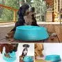 Slow Feeder Eating Dog Bowls Fun Feeder Non Slip Pet Bowl, Dog Food and Water Plastic Double Bowls for Small Medium Large Dogs Blue