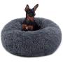 Neekor Cat Dog Beds, Soft Plush Donut Pet Bedding Winter Warm Sleeping Round Fluffy Pet Calming Bed Cuddler for Puppy Dogs/Cats, Size: Small/Medium/Large (Dark Grey/Large)