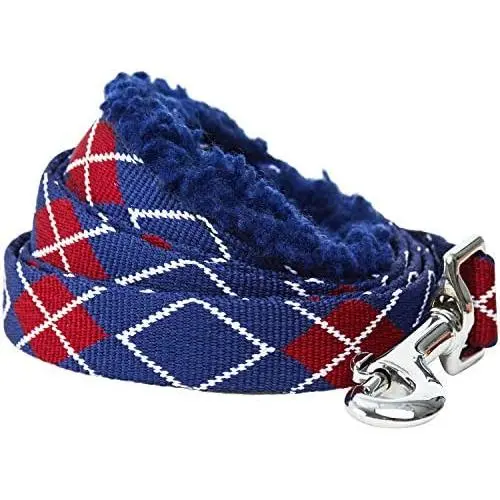 Blueberry Pet 2021 New 7 Patterns Ultra Soft & Comfy Sherpa Fleece Padded Dog Leashes for Winter Cold Weather, Classy Stripes or Argyle Design Blueberry Pet 2021 New 7 Patterns Ultra Soft & Comfy Sherpa Fleece Padded Dog Leashes for Winter Cold Weather, Classy Stripes or Argyle Design