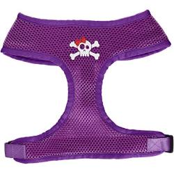 Mirage Pet Products Skull Bow Screen Print Soft Mesh Dog Harnesses, Small, Purple