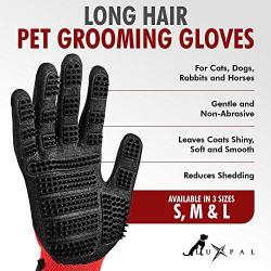 LuxPal Newest Version - Pet Grooming Glove Deshedding Dog Hair Remover Comb and Cat Brush for Shedding - Massager Glove – Horse Brushes - Removes Tangles and Dirt for Long Fur Coats