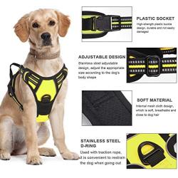 Vovodog Dog Harness No-Pull Pet Harness, Adjustable Outdoor Walking Pet Reflective Oxford Soft Vest with 2 Metal Rings and Handle Easy Control for Small Medium Large Dogs