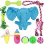 Yipetor Puppy Toys,10 PACK Small Dog Chew Toys, Lovely Squeaky Plush Elephant, Tennis Ball, Rubber Rope Combination Toy Set,Durable Puppy Teething Toys, Pomeranian, Corgi, Poodle, German Shepherd Toys