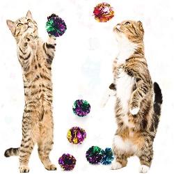 Sumind 24 Pieces Colorful Crinkle Cat Toys Balls Kitten Mylar Balls with Rustle Sound for Playing and Interact with Cats (Random Color)