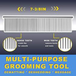 Dog Comb, Cat Comb with Rounded and Smooth Ends Stainless Steel Teeth, Professional Grooming Tool for Removes Tangles and Knots, Pet Comb for Long and Short Haired Dogs, Cats and Other Pets