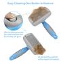 Self Cleaning Slicker Brush, Retractable Pet Grooming Brush with Steel Dog Comb, Effectively Removes Loose Hair, Mats and Tangles, Professional Shedding Grooming Tools for Dogs Cats (Blue)