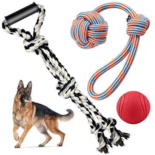 NEDOGEX Dog Rope Toys for Aggressive Chewers Medium Dogs Indestructible Tug Toy for Dogs Tough Rope for Pressure Relief and Teeth Cleaning 3 Pack