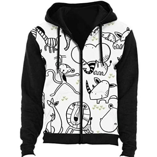 Vector - of a Lioness on White -.Wild cat.- - Africa,Couple 3D Print Zip up Sweatshirt UK S