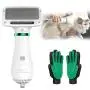 PETRIP Pet Hair Dryer for Dogs Cats with 2 Pack Pet Grooming Gloves Set-2 in 1 Grooming Dog Hair Blower Dryer-Dog Hair Brush for Small Dog and Cat