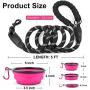 QUXIANG 2 Pack Dog Leash 5 FT Premium Quality Heavy Duty Nylon Pet Training Leash with Padded Handle Collapsible Pet Bowl Highly Reflective Rope Threads for Medium and Large Dogs Sturdy (Black/Pink)